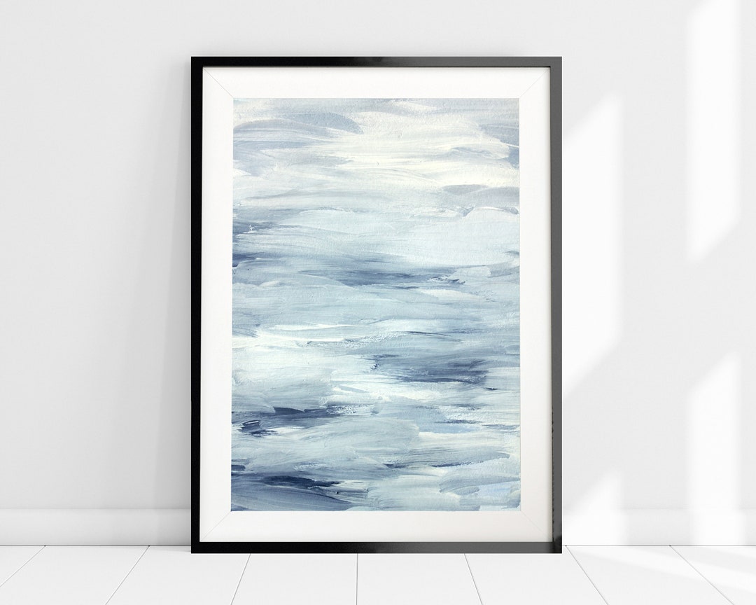 Light Blue Abstract Painting Art Print, Blue Watercolour Wall Art, Blue