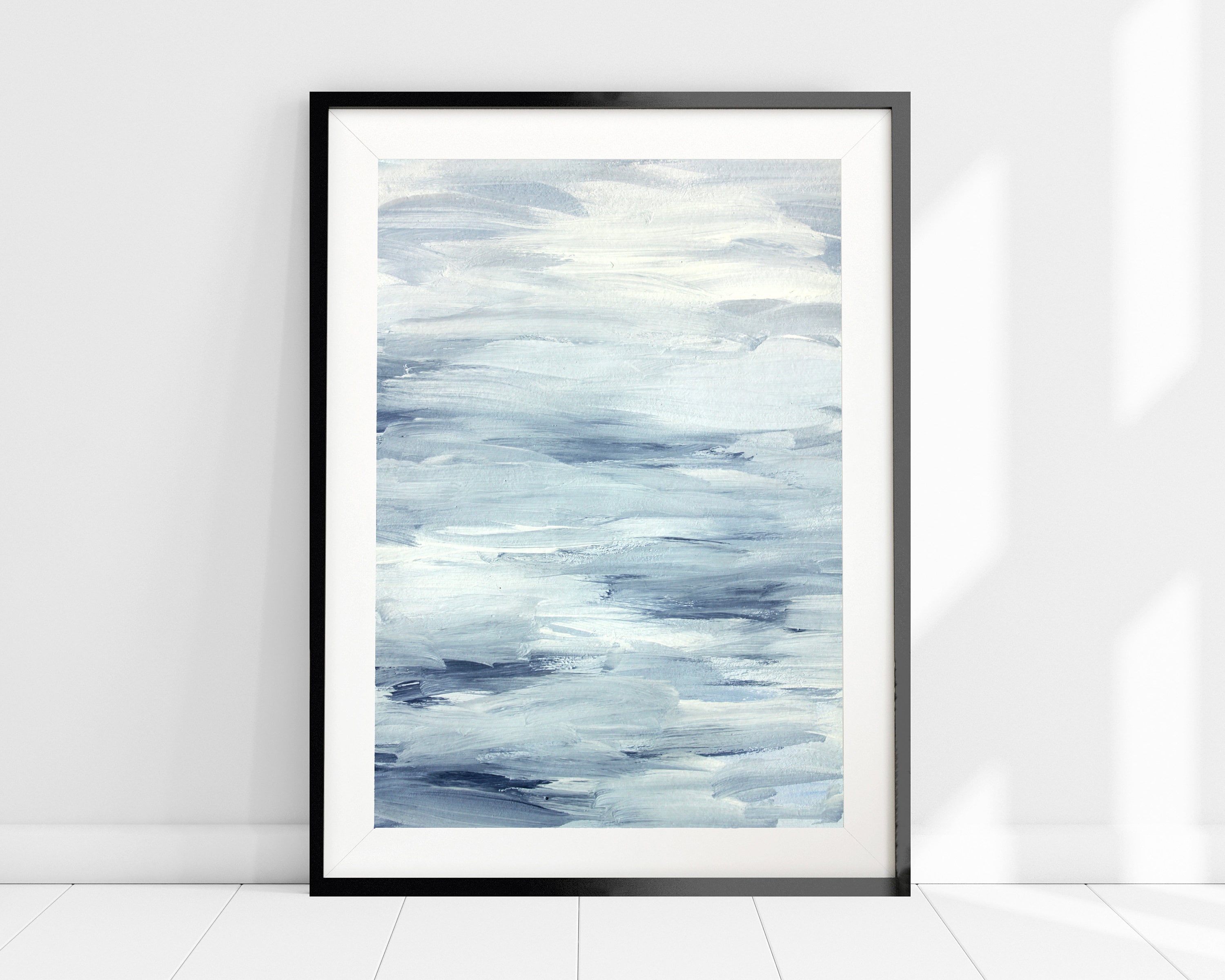 Light Blue Abstract Painting Art Print Blue Watercolour Wall Etsy UK