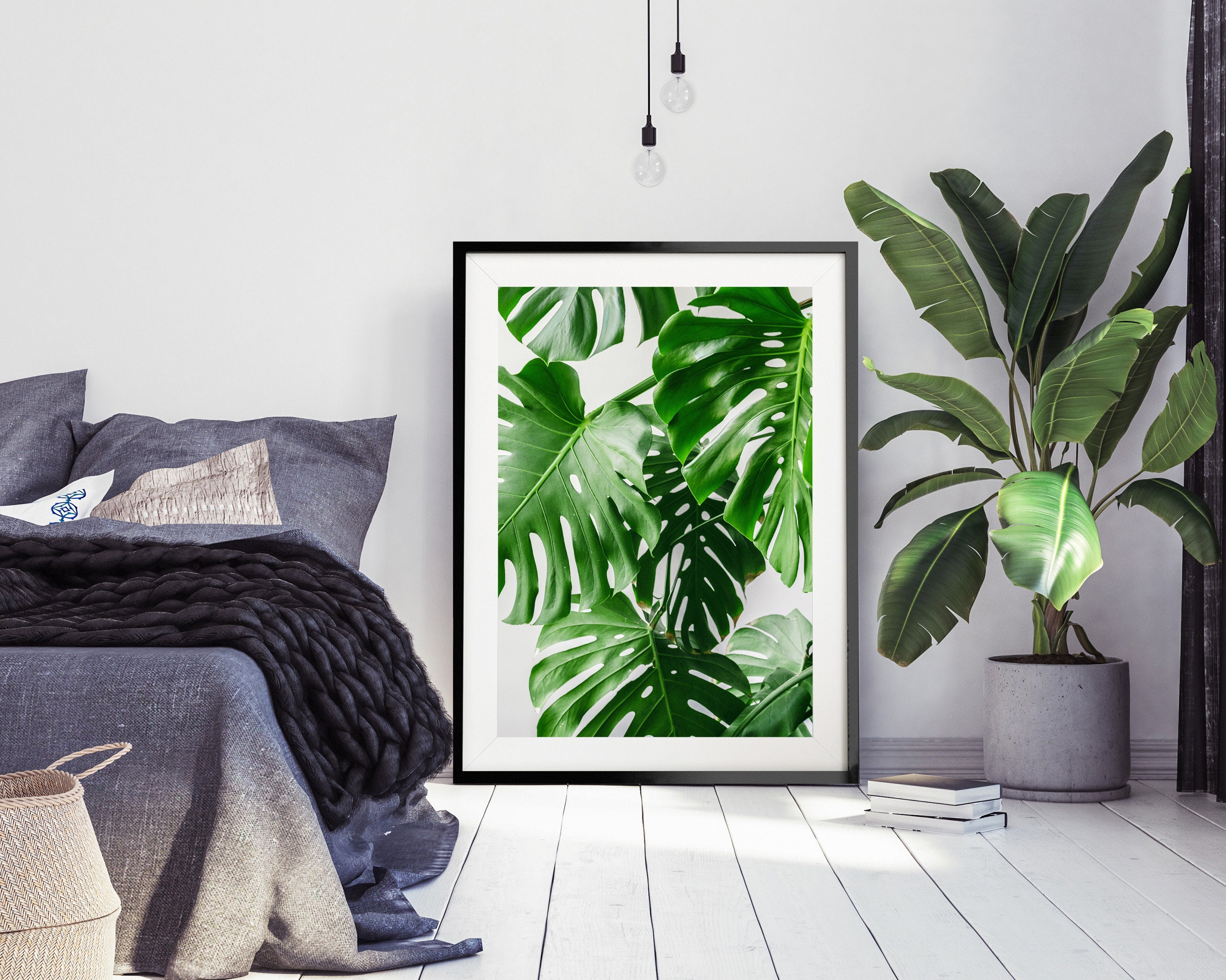 Monstera Plant Art Print Monstera Leaves Wall Art Tropical | Etsy