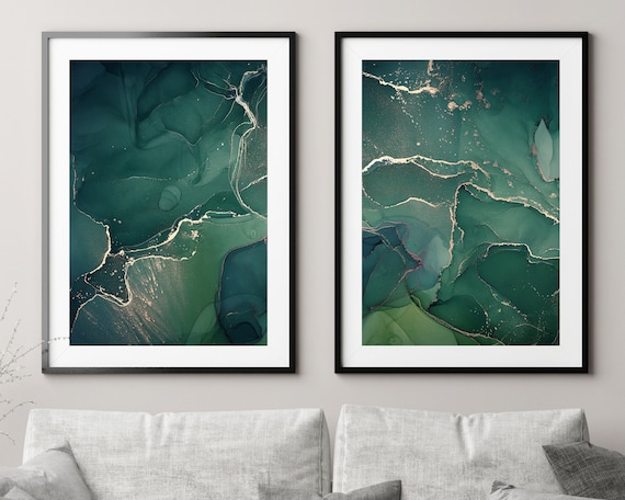 Green And Gold Set Of 2 Abstract Art Prints White Denmark - Abstract Artists Home Decor Green And Gold Set Of 2 Abstract Art Prints White Denmark - Abstract Artists Home Decor