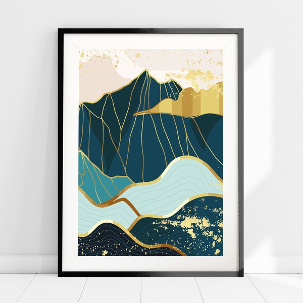 Abstract Mountain Art Etsy