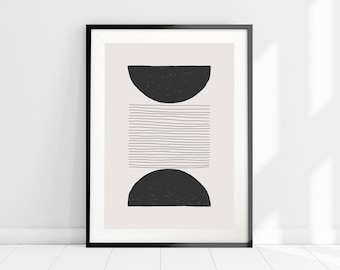 Abstract Shapes Minimalist Art, Geometric Shapes Line Art Print, Neutral Art Poster, Modern Wall Art, Boho Home Decor, Warm Grey Art Print