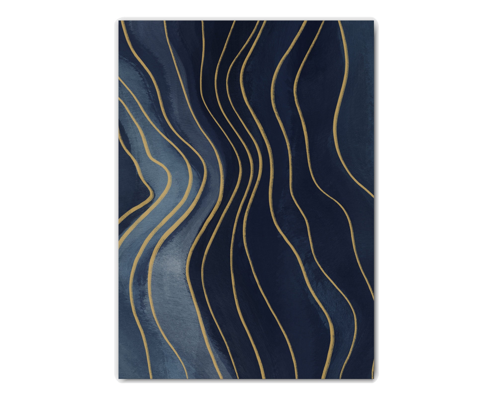 Abstract Blue and Gold Print Set of 3 Dark Blue Abstract | Etsy UK