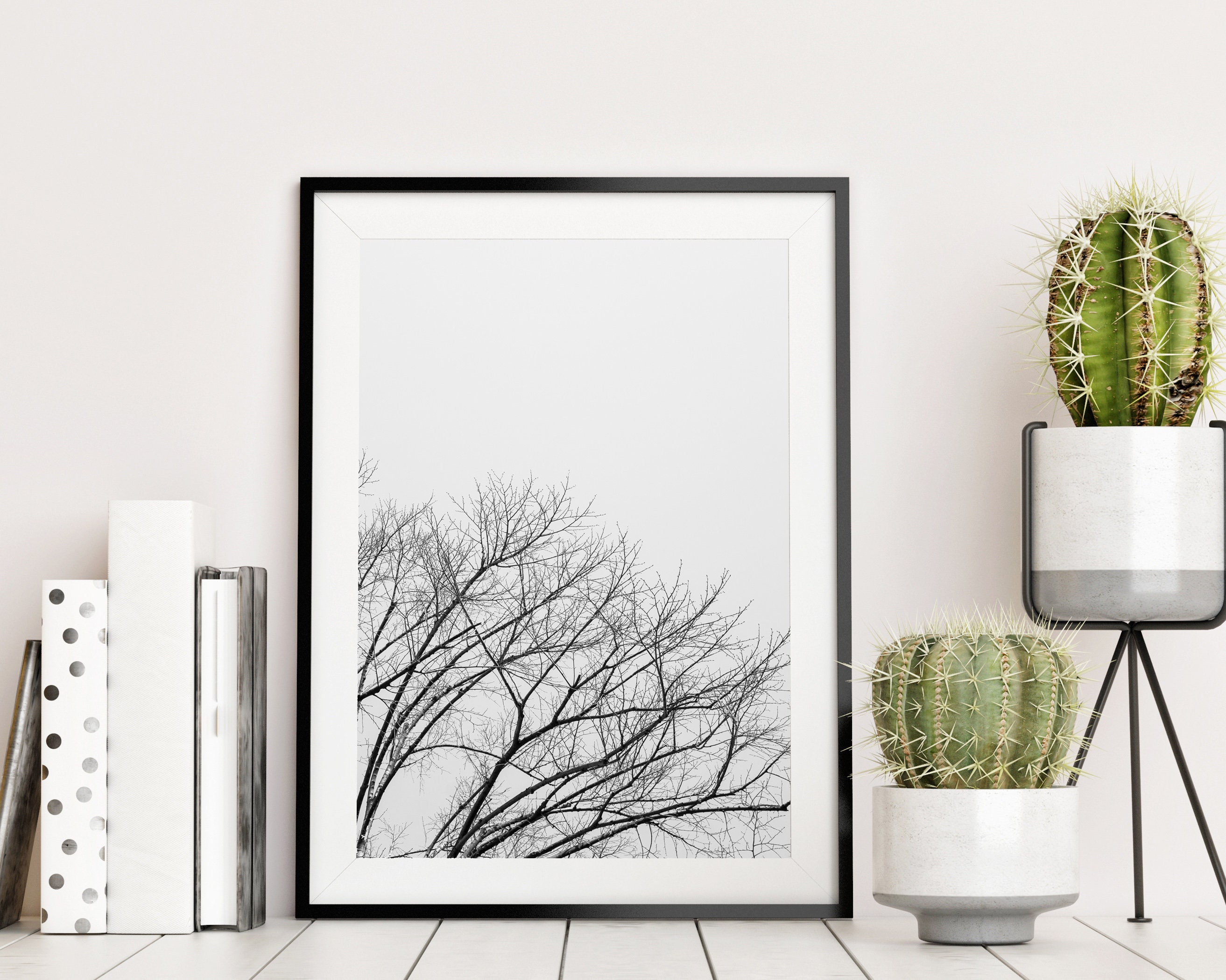 Black and White Minimalist Art Print, Winter Tree Wall Art ...