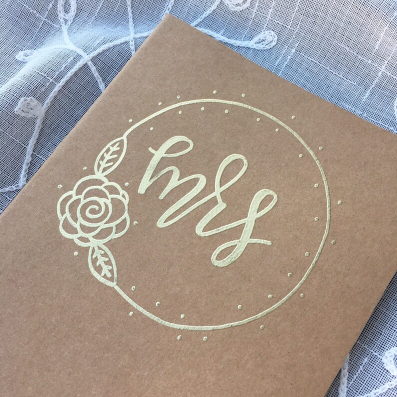 CUSTOM NOTEBOOK Handlettered gold embossed kraft notebook Etsy