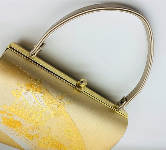 Japanese kimono handbag royal carriage gold - image 3