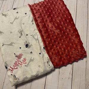 Custom Reversible Girls &quot; Jungle 2&quot; Blanket - Dusty Rose