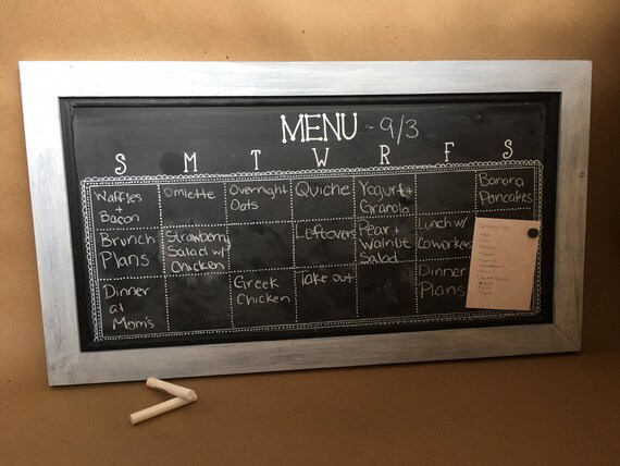 daily meal planner weekly menu board magnetic chalkboard etsy