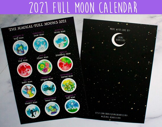 21 Magic Full Moon Lunar Calendar Traditional Full Moon Etsy