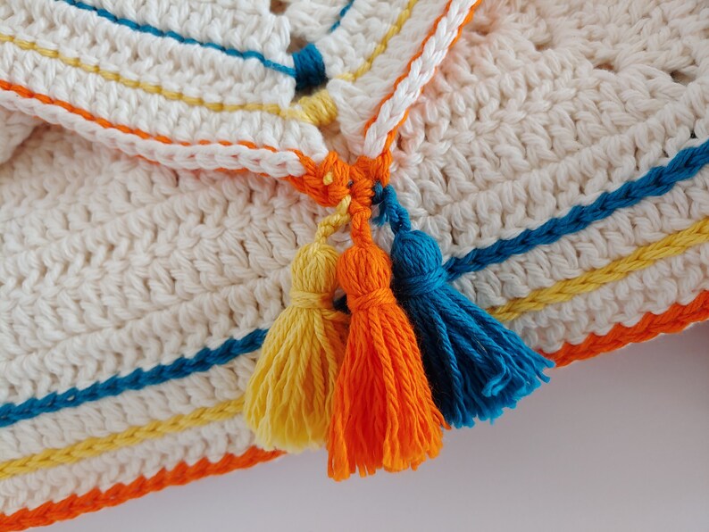Boho baby blanket with tassels Etsy