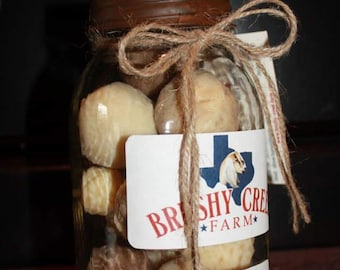Goat milk soap balls in a jar