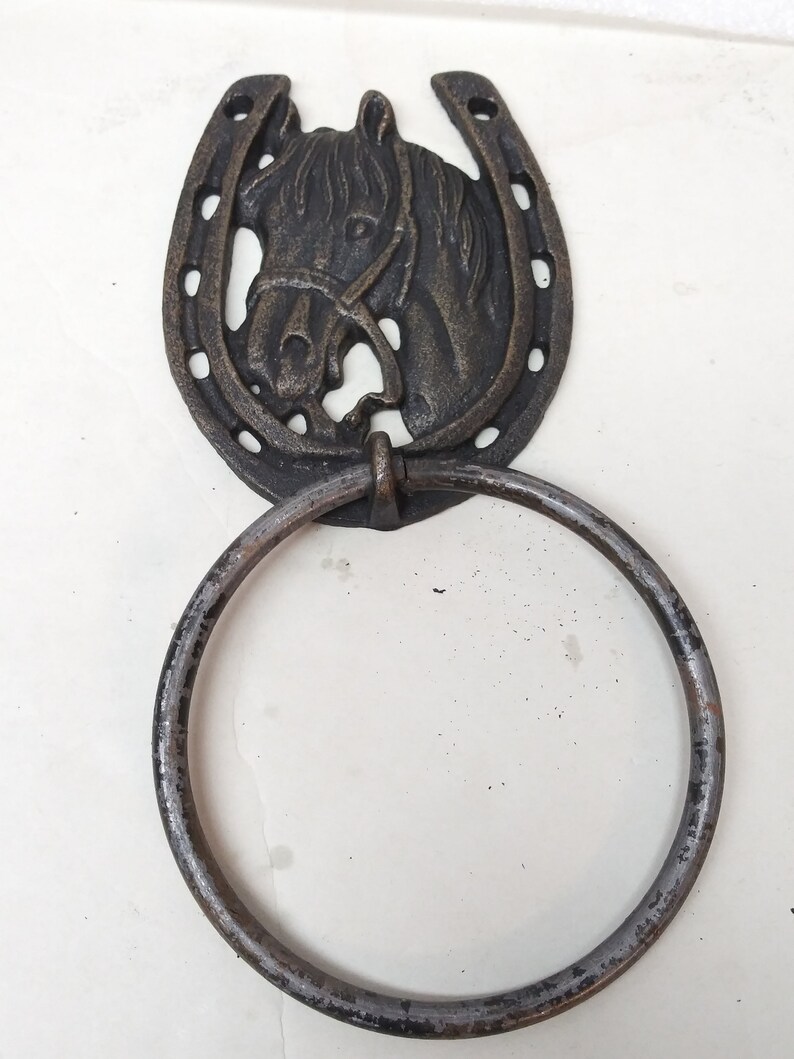 Vintage Horseshoe Door Knocker with Horse Head inside Etsy