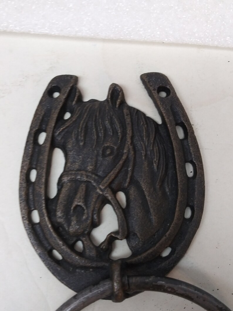 Vintage Horseshoe Door Knocker with Horse Head inside Etsy