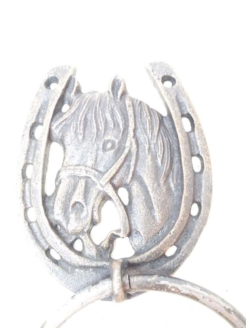 Vintage Horseshoe Door Knocker with Horse Head inside Etsy