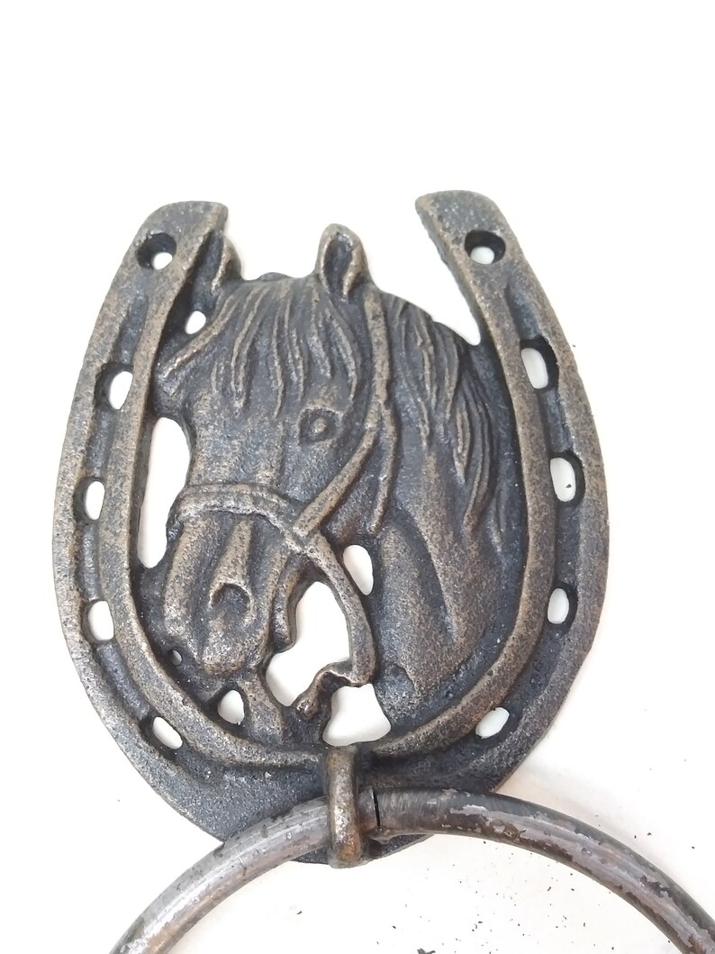Vintage Horseshoe Door Knocker with Horse Head inside Etsy
