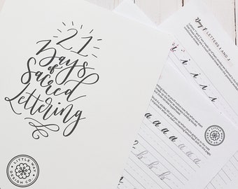 Catholic Lettering Workbook - Lettering Worksheets - 21 Days of Sacred Lettering - Instant Download