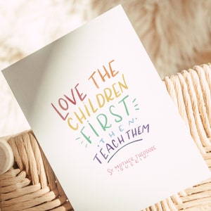 Love the Children Handlettered St. Theodore Guerin Printable 8x10 and Greeting Cards