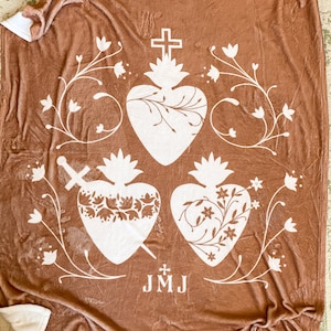 Holy Family Hearts Catholic Blanket