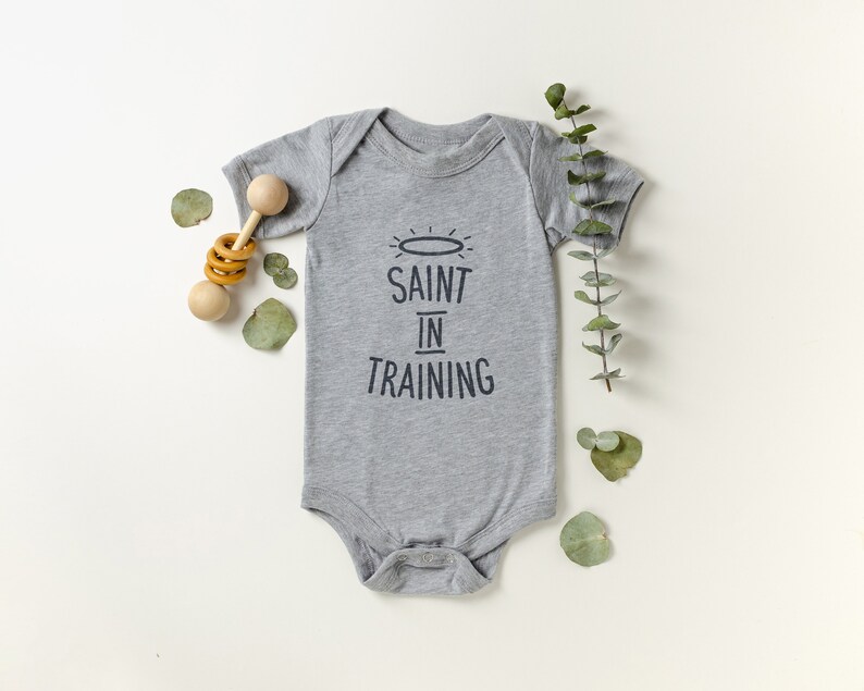 Catholic Gift Saint In Training Baby Bodysuit Baptism Gift Baptism Bodysuit