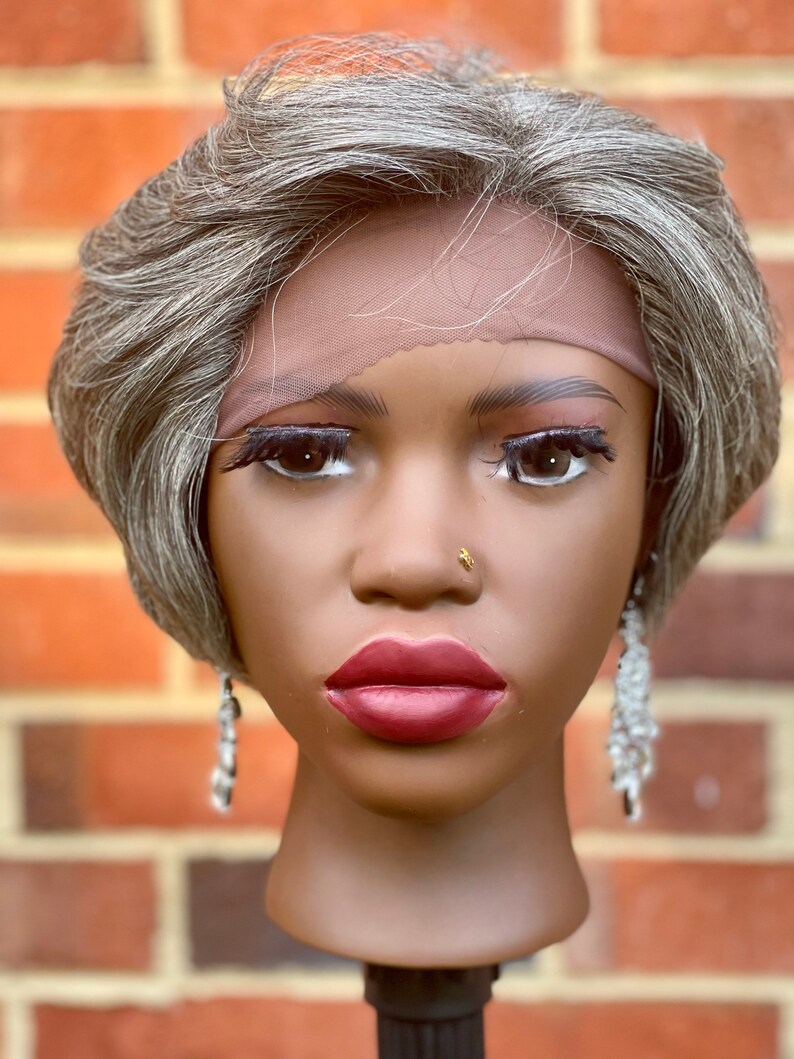 Platinum Light Mixed Grey Short Pixie Cut Human Hair Wig Etsy Australia