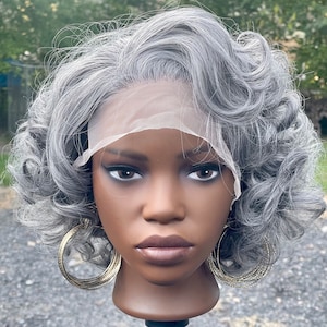 Gray synthetic clearance lace front wig