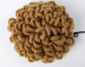 Human hair mixed synthetic loc drawstring petal bun ponytail