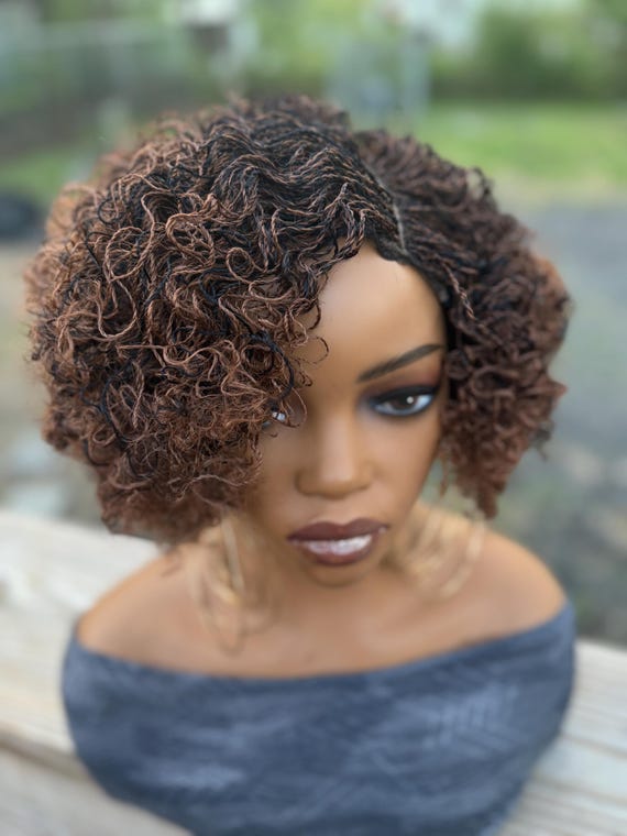 Honey blonde black  Micro Twist Wig: ombré Braided twist Lace Frontal