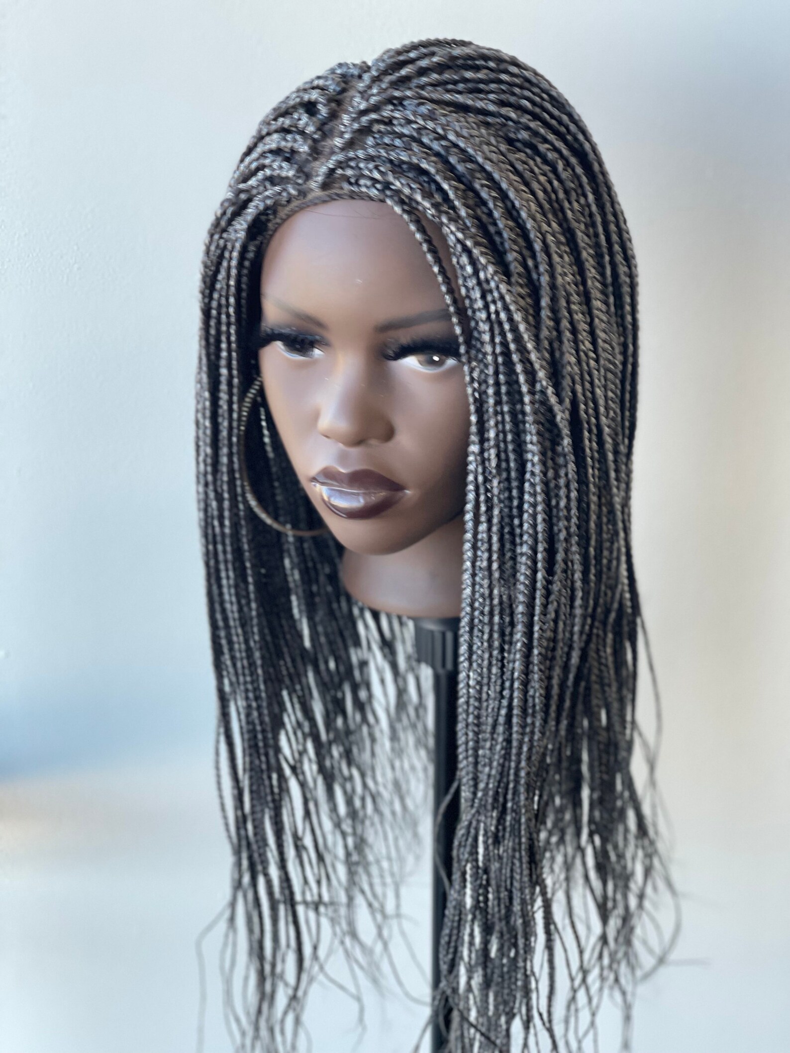 Long Mixed Grey Salt and Pepper Micro Box Braid Lace Frontal Etsy