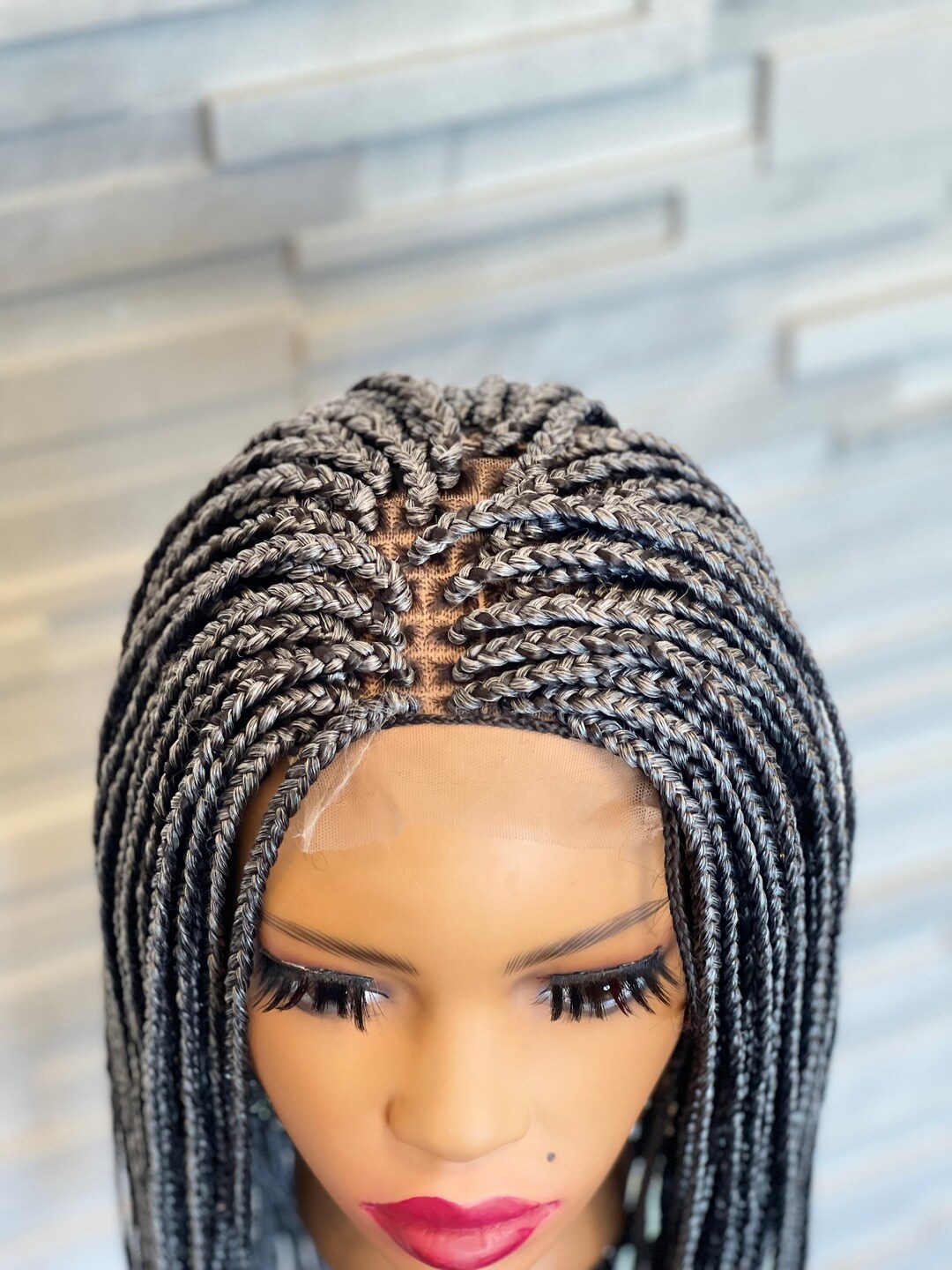Long Mixed Grey Salt and Pepper Micro Box Braid Lace Frontal Etsy