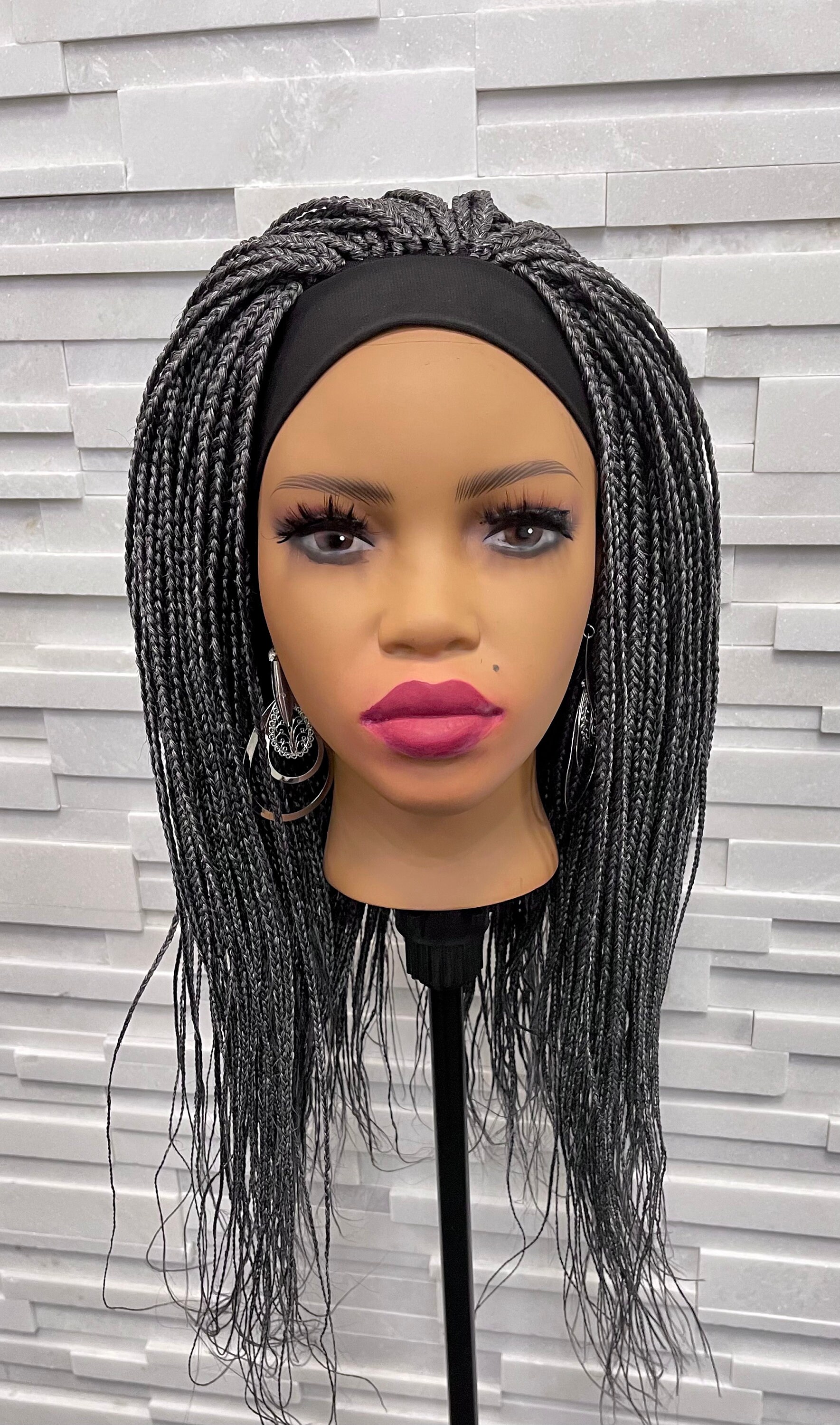 Salt and Pepper Grey African Style Headband Box Braids Silver - Etsy