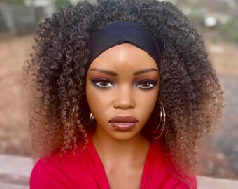 Afro kinky puff long head wrap wig/twist knotted headband/chiffon crisscross. Afro Kinky Puff Long Head Wrap Wig/twist Knotted Headband  main image 3