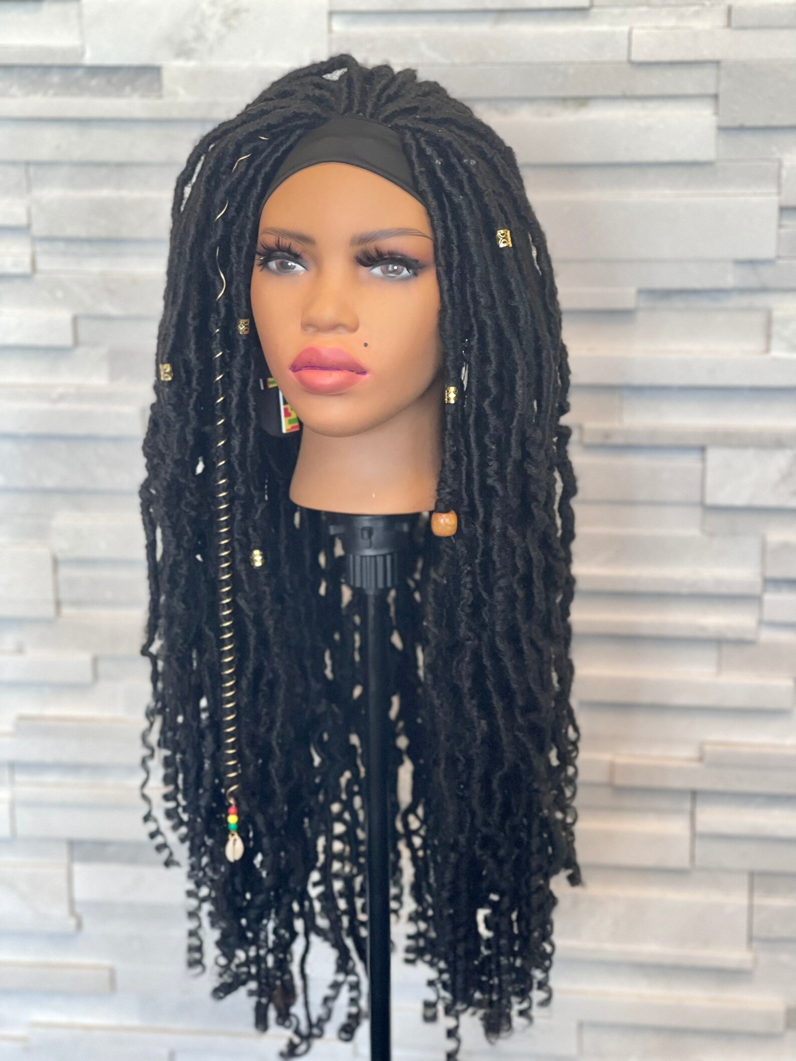 Long goddess loc headband wig Etsy