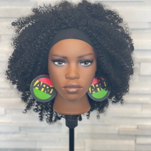 Head Band African Style Kinky Curly Afro 4C natural textured cheap wig
