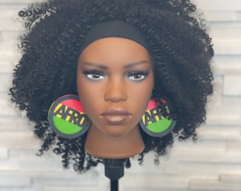 Peluca afro rizada estilo africano con banda para la cabeza, textura natural 4C, barata.