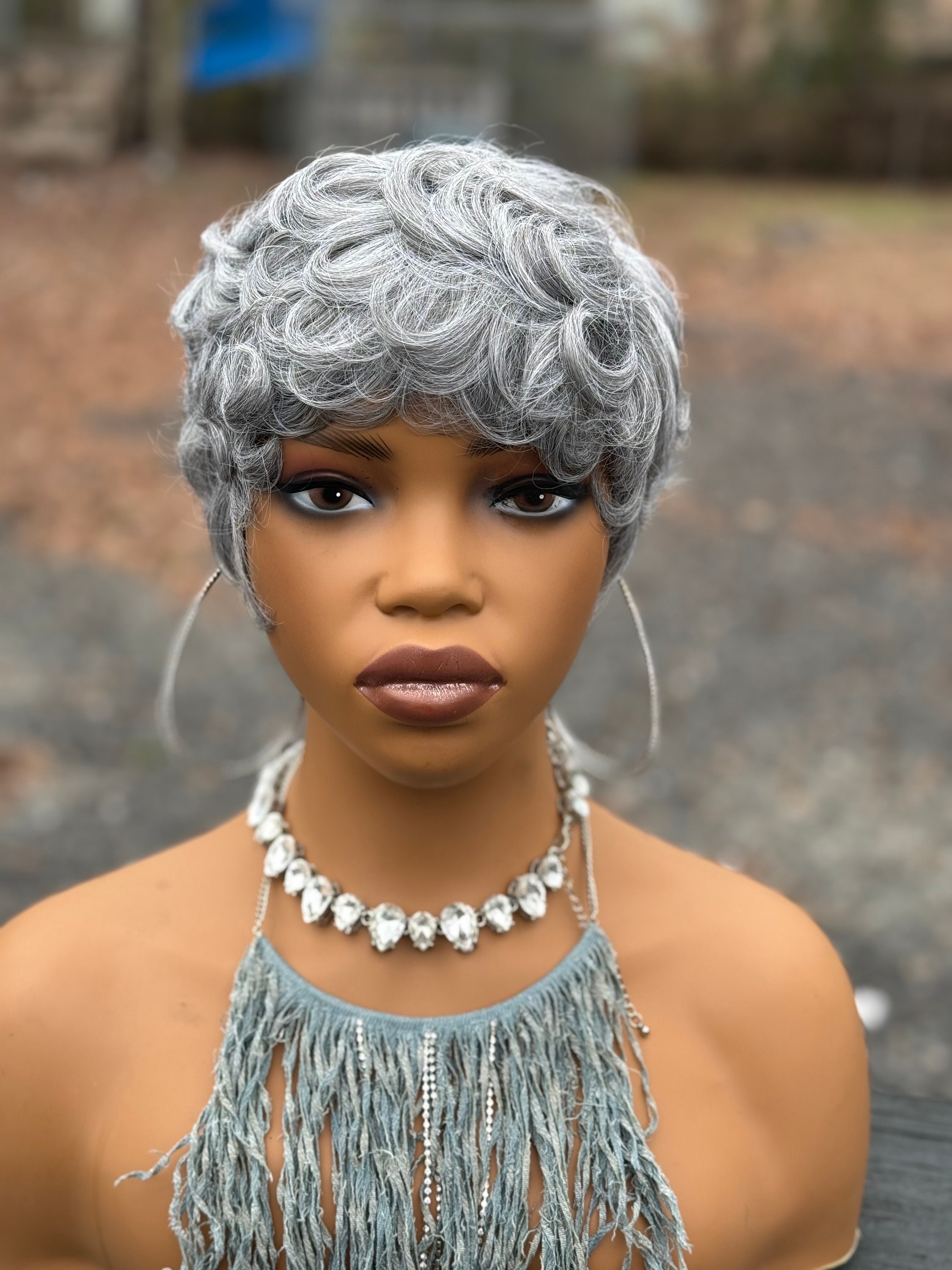 Platinum Light Grey Silver Short Pin Curl 4 