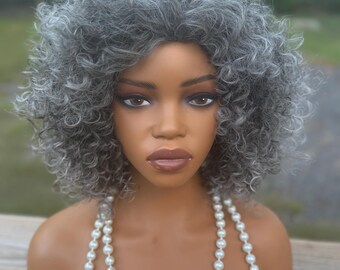 Grey White Highlights Spiral Curl Kinky Curly Silver  display picture 3