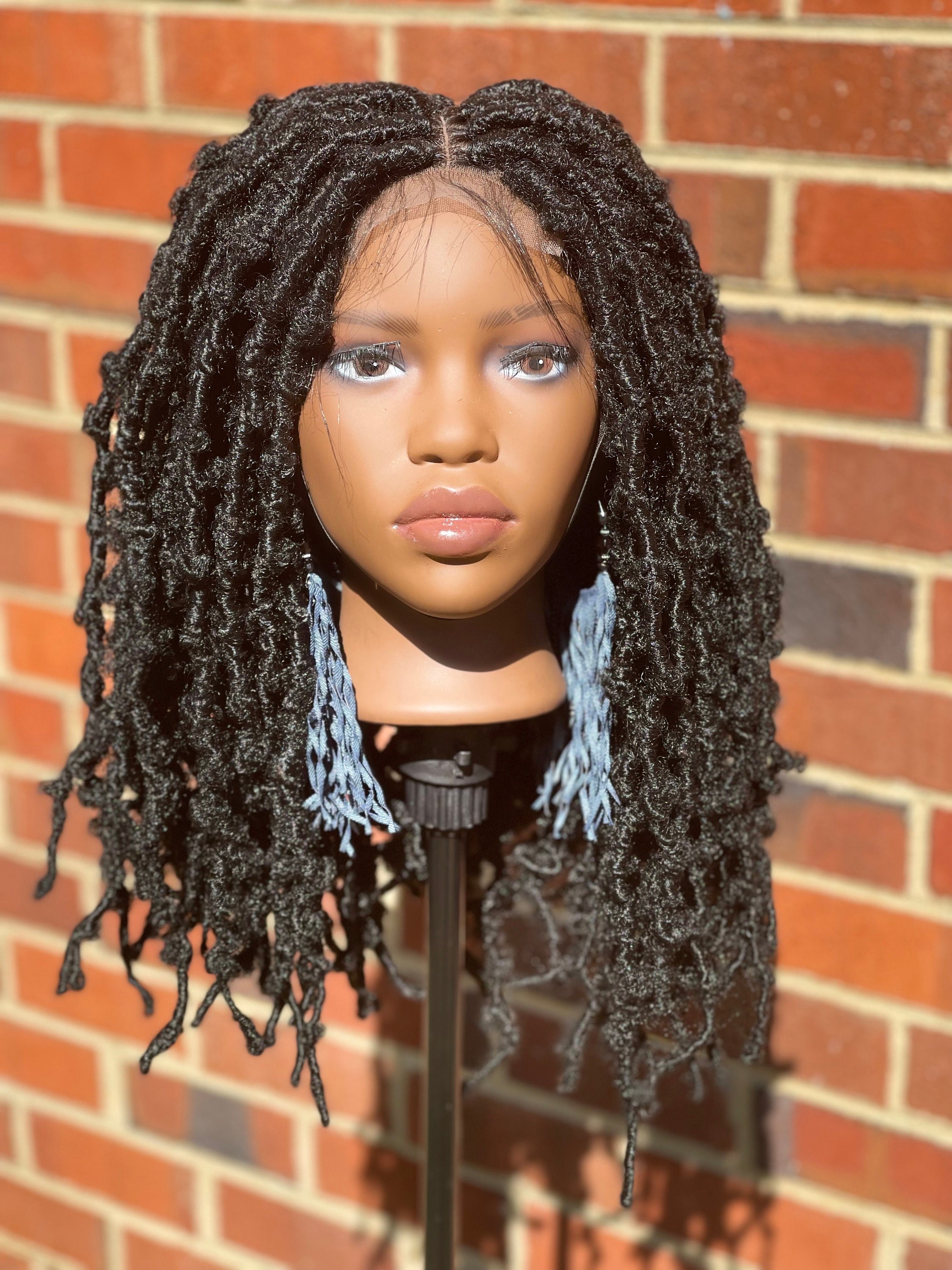 Long 20 inch  goddess butterfly faux loc dreadlocks lace wig