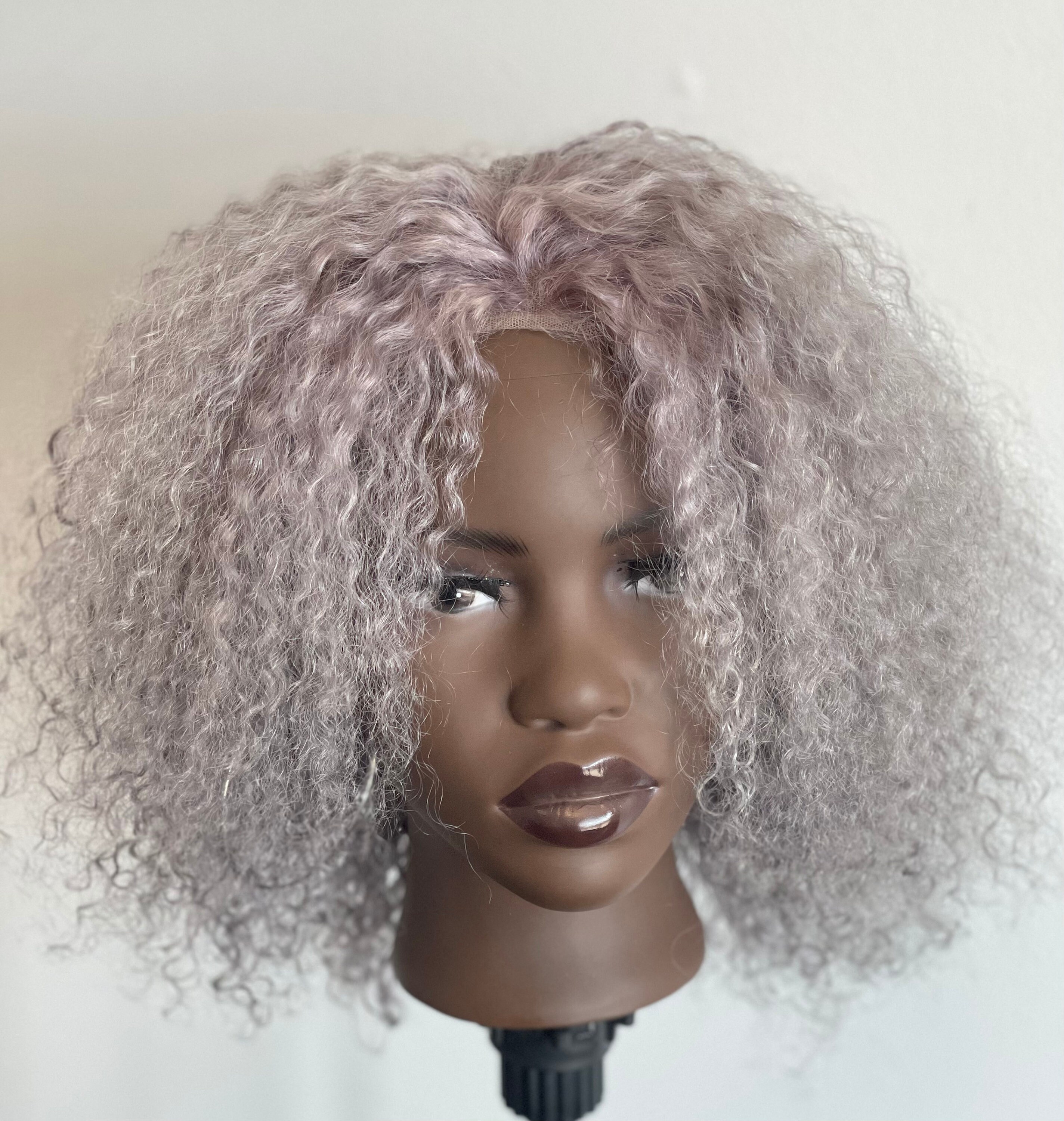 Silver Grey kinky curly human hair lace front wig Etsy