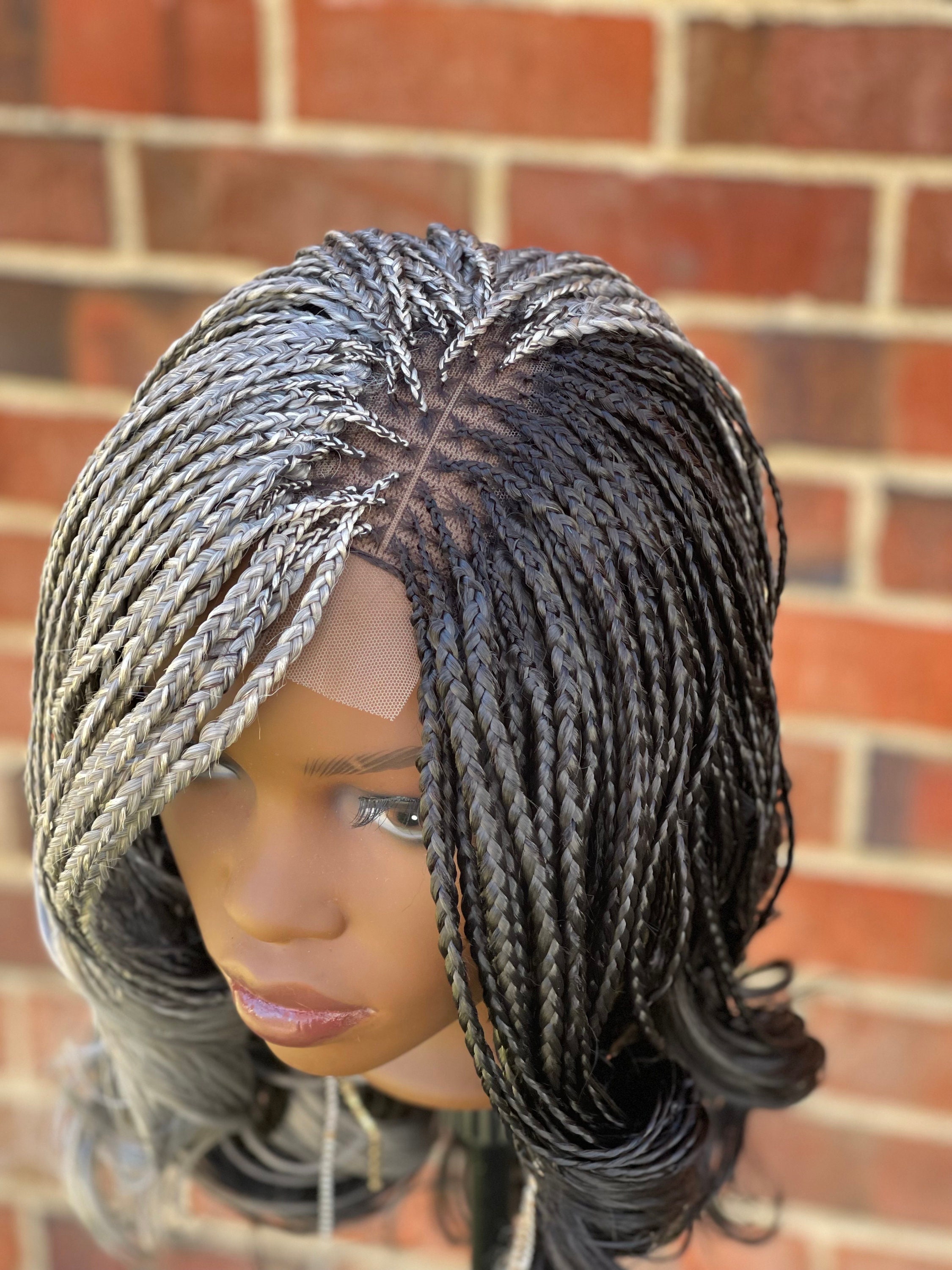 - ?EFFIE 24 ”Grey Micro Braided LaceFront WIG *NWT* Ombre Grey Box Braided Wigs 30 main image 3