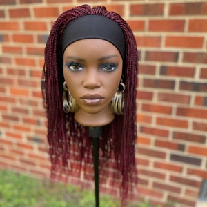 Kinky twist  Burgundy headband micro twist wig