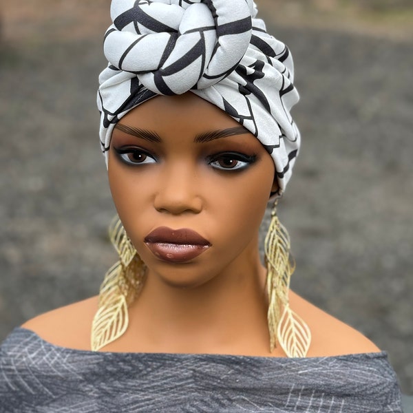 Pre knotted Twisted turban head wrap scarf bonnet hat top knot hijab