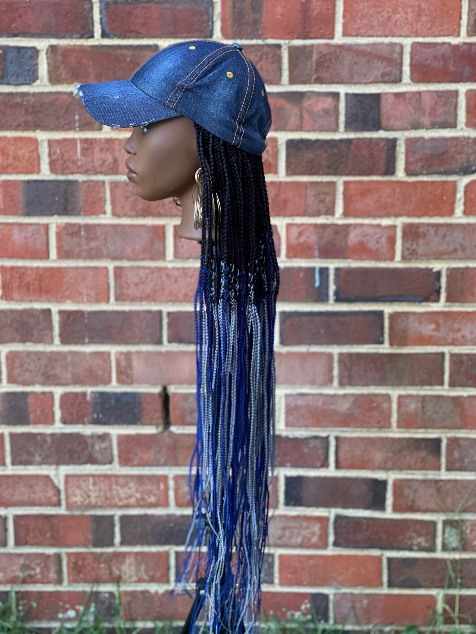 Jean Cap Box Braid Baseball Cap Braided Long Ombré Wig Etsy