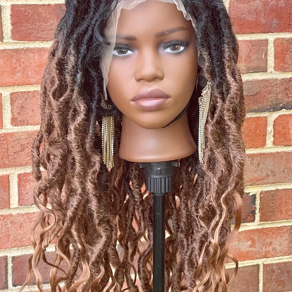 Long 24 inch  goddess butterfly faux loc dreadlocks full lace wig