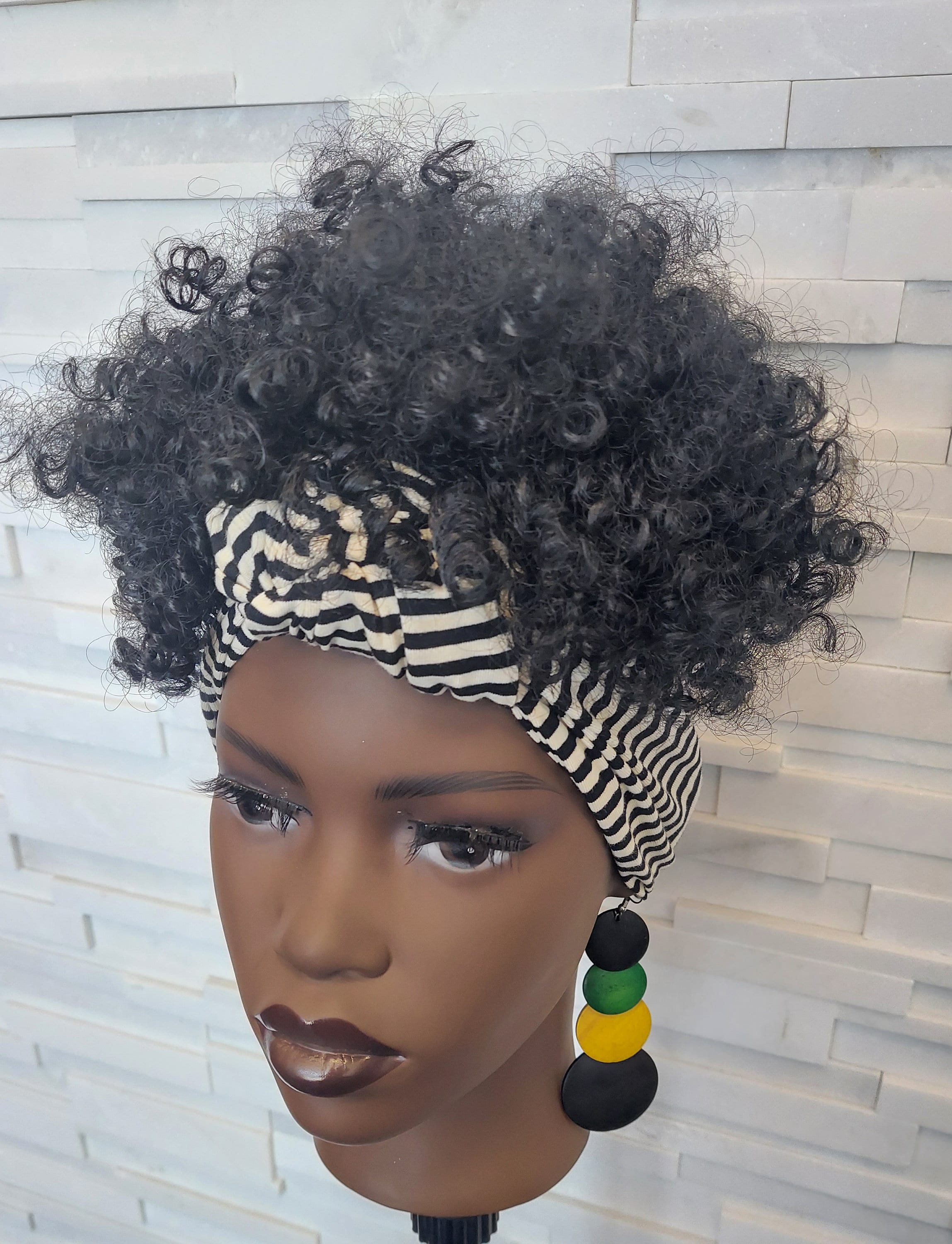 Headband Kinky curl pineapple wigs Etsy