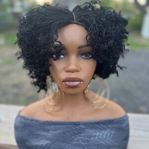 Honey blonde black Micro Twist Wig: ombré Braided twist Lace Frontal image 11