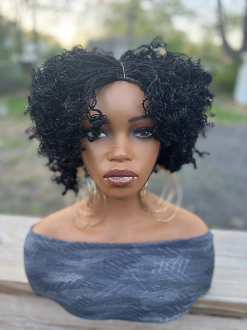 Honey blonde black Micro Twist Wig: ombré Braided twist Lace Frontal image 11