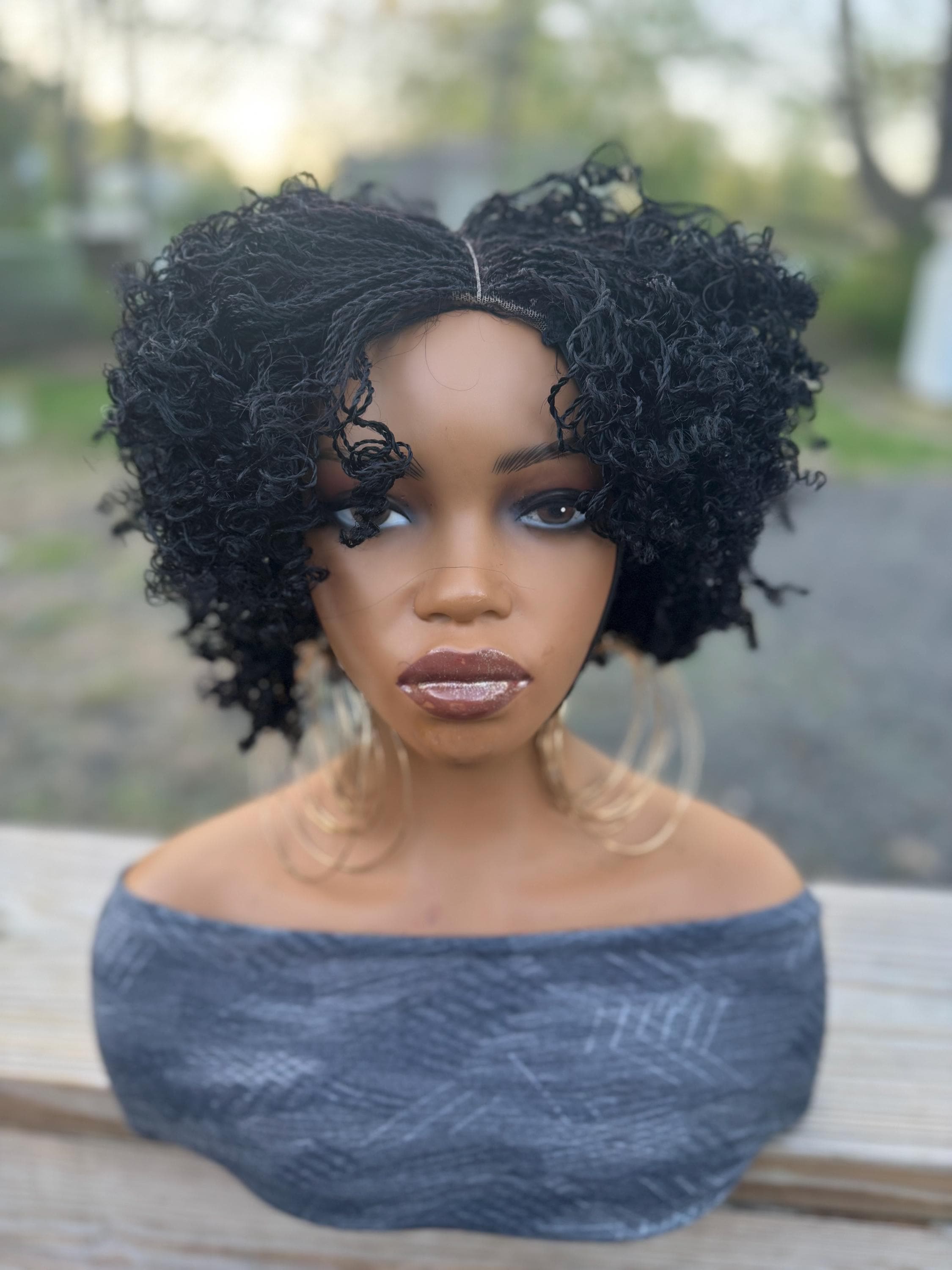 Honey Blonde Black Micro Twist Wig: Ombré Braided Twist Lace  display picture 1