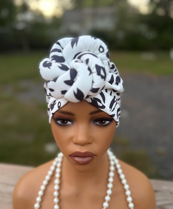 Pre Knotted Twisted Turban Head Wrap Scarf Bonnet Hat Top 