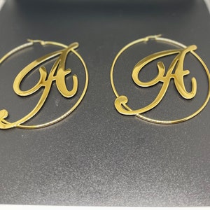 Gold initial hoop earrings