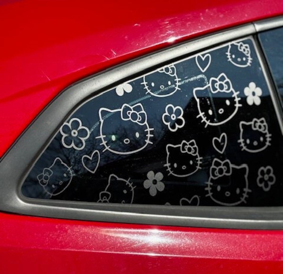 Hello Kitty Bow Tie Car Window Vinyl Decal Sticker- 10\" Wide White Color